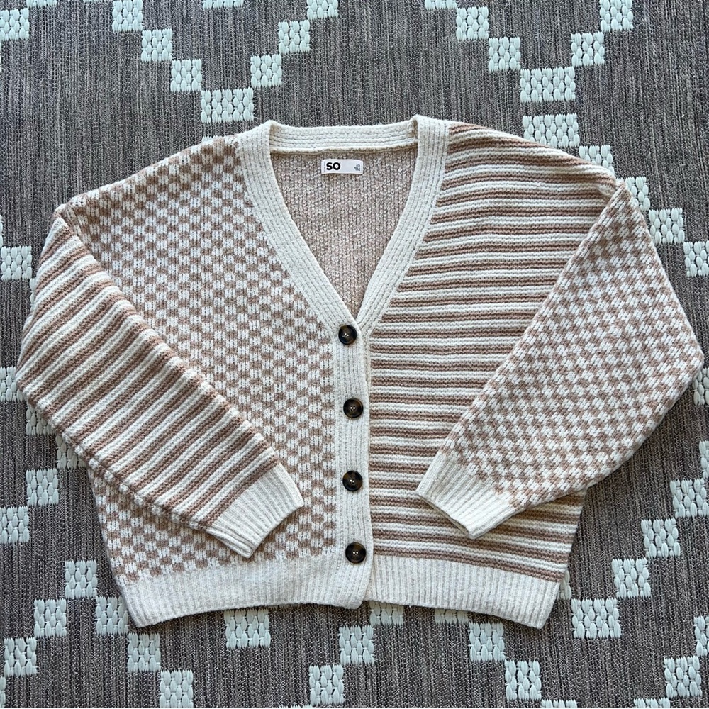 SO Oversized Checker Print Sweater XS